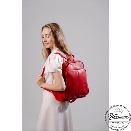 Кожаный рюкзак "Бэтси" (красный)